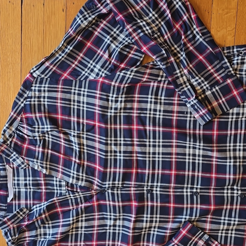 ZARA Trafaluc Collection, Plaid Relaxed Blouse, Lace Up Sides, EUC, Women's L - Picture 8 of 14